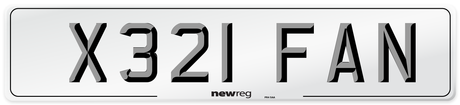 X321 FAN Number Plate from New Reg
